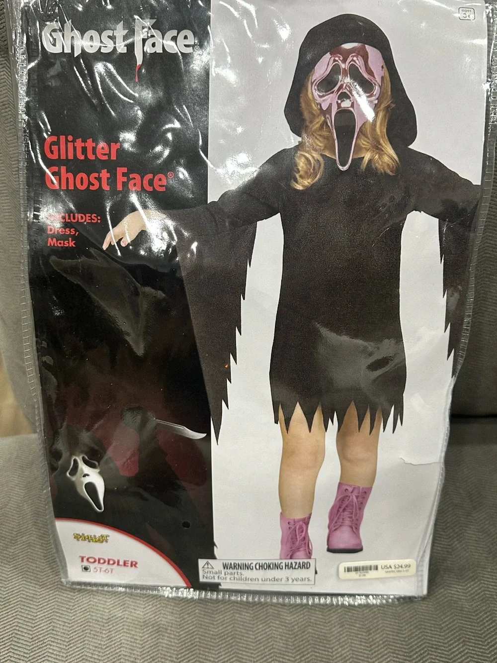 Spirit Halloween Toddler Pink Ghost Face Bling Costume 5T-6T Excellent Condition